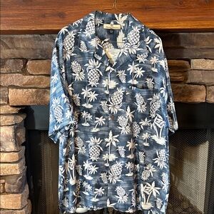 Tommy Bahama Navy and Beige Silk Shirt
